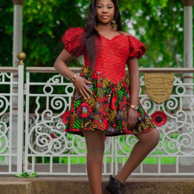 AFRICAN PRINT PUFF-SLEEVE MINI DRESS