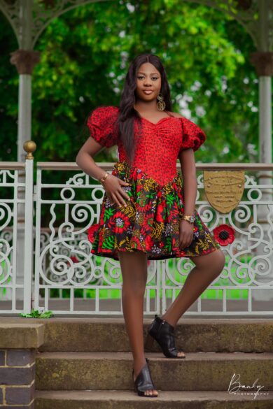 AFRICAN PRINT PUFF-SLEEVE MINI DRESS