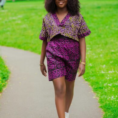 AFRICAN PRINT CROP TOP AND SHORTS SET