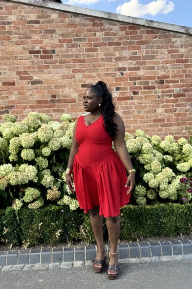 CRIMSON TIERED MINI DRESS