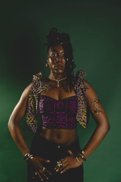 AFRICAN PRINT BOW-ACCENT CORSET TOP