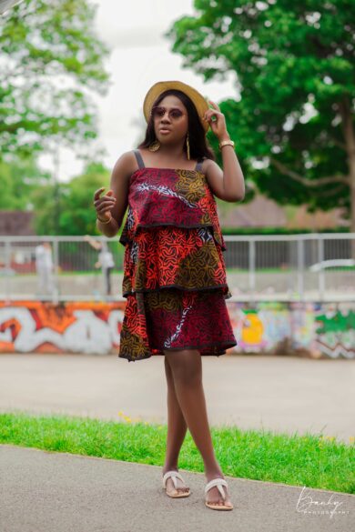 AFRICAN PRINT TIERED MINI DRESS