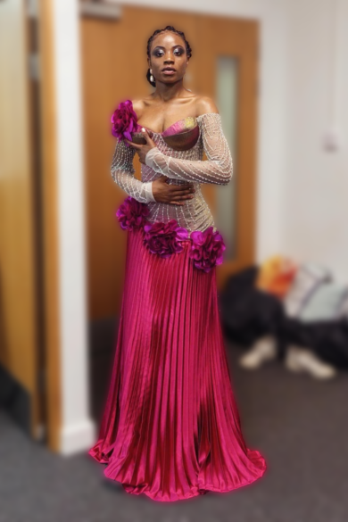 PLUM PLEATED FLORAL FANTASY