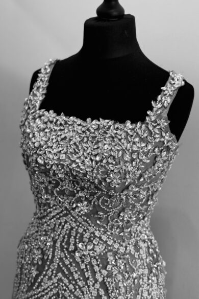 SQUARE-NECK CRYSTAL FRINGE MINI