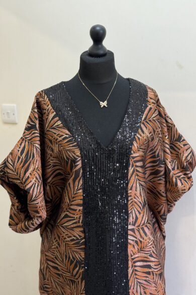 BRONZE LEAF SEQUIN KAFTAN