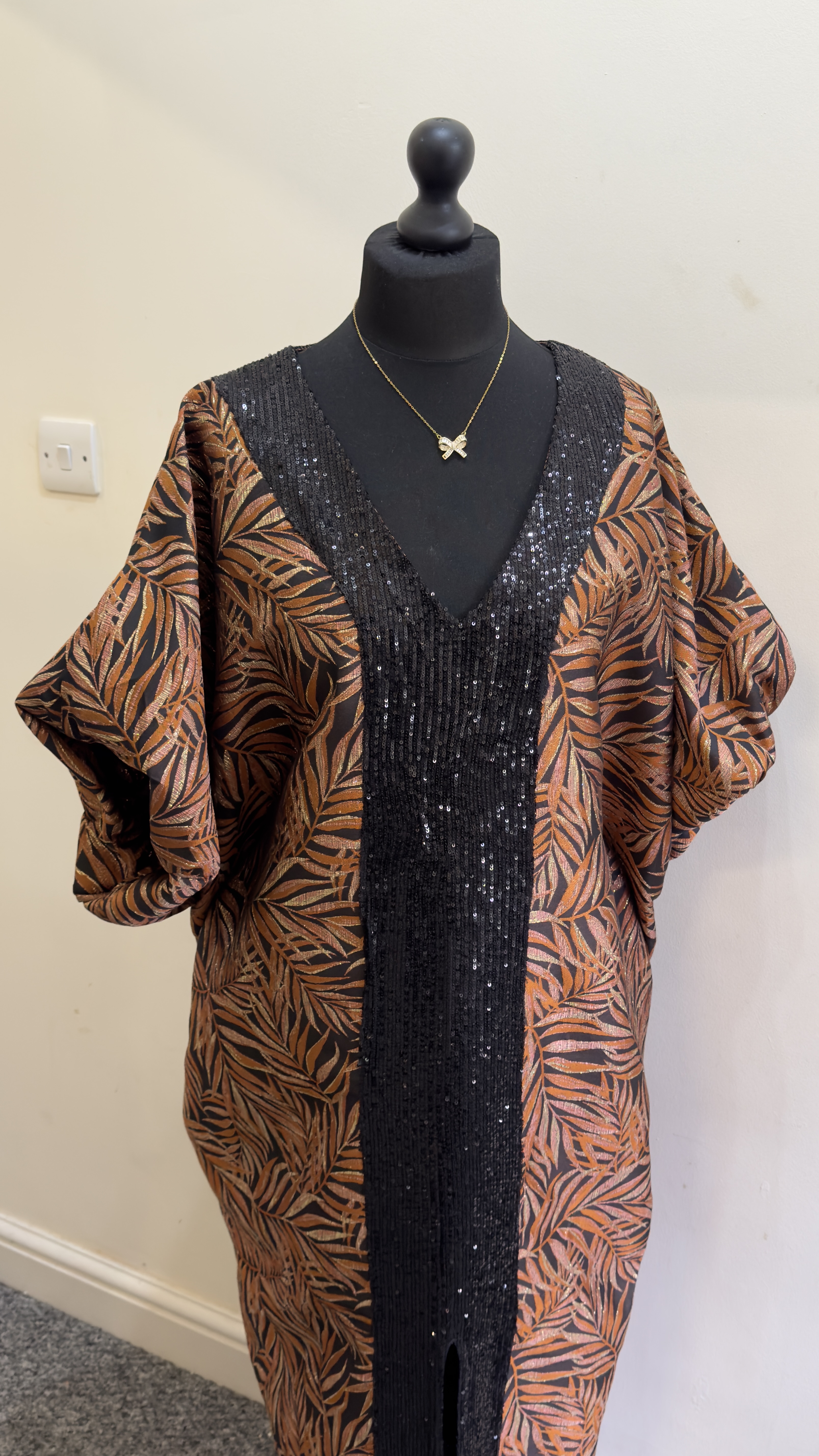 BRONZE LEAF SEQUIN KAFTAN