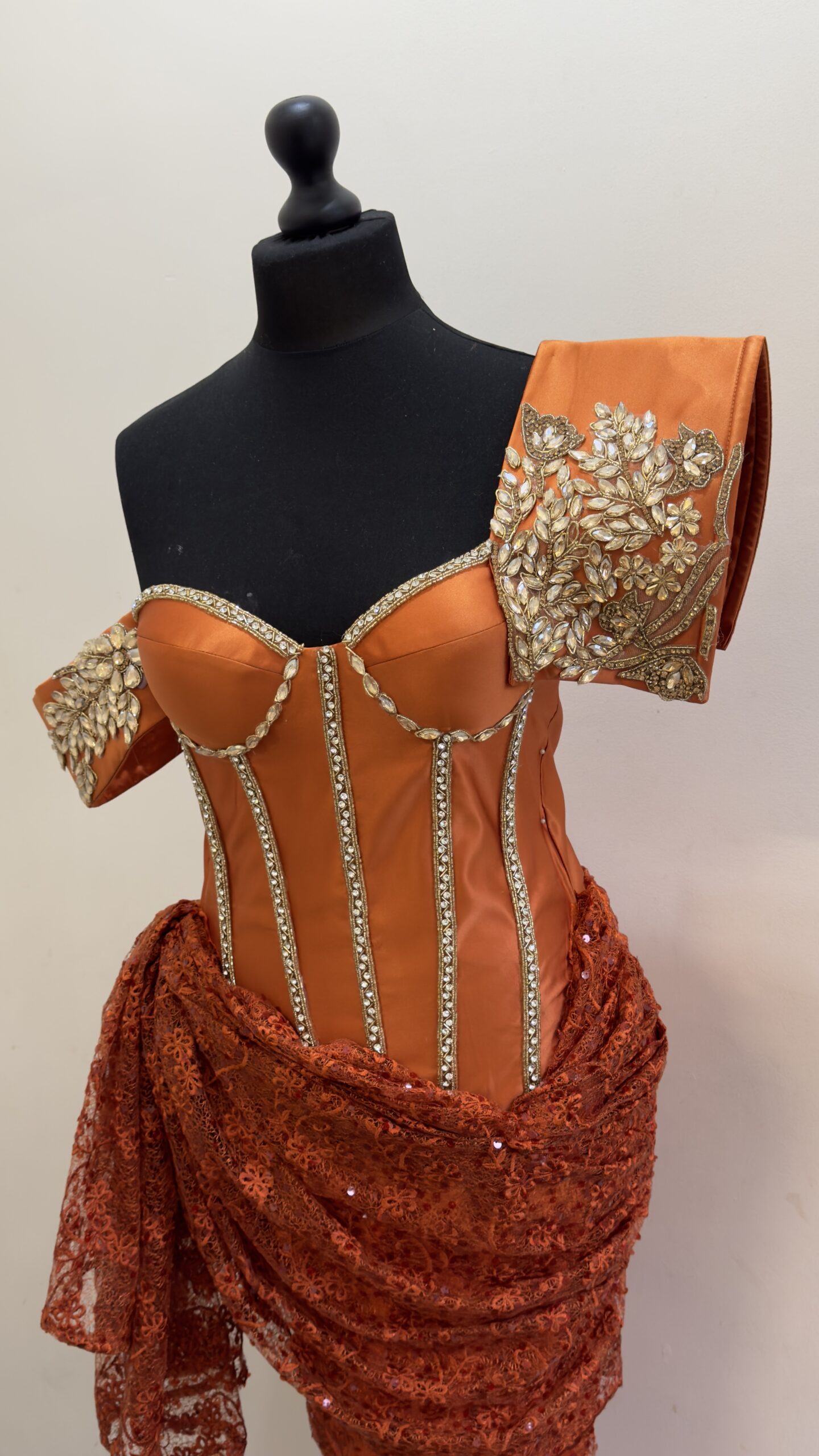 BURNT ORANGE CORSET GOWN