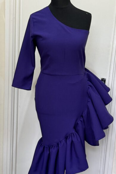 THE VIOLET ONE-SHOULDER RUFFLE GOWN