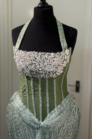 EMERALD HALTER CORSET GOWN