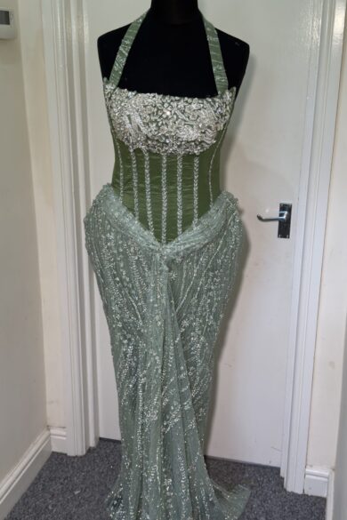 EMERALD HALTER CORSET GOWN