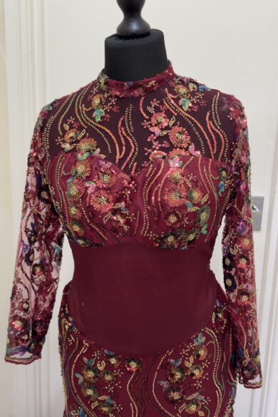 BURGUNDY SEQUIN MERMAID DRESS