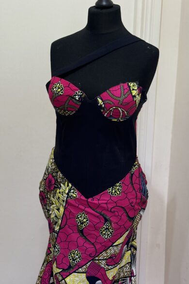 PINK PATTERNED MERMAID GOWN