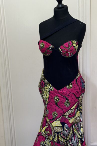 PINK PATTERNED MERMAID GOWN