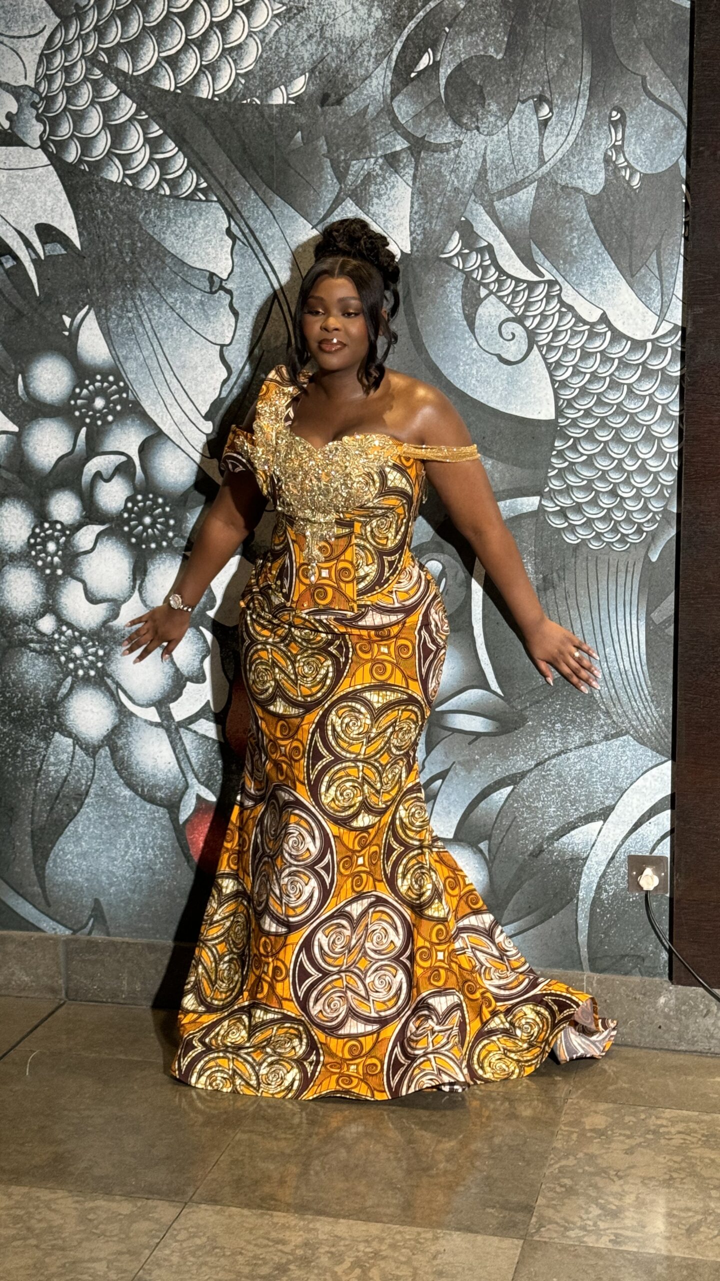 THE GOLDEN SWIRL ANKARA GOWN