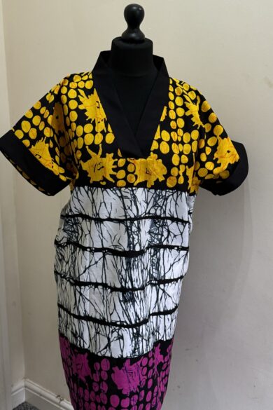 MULTI-PATTERNED SHIFT DRESS