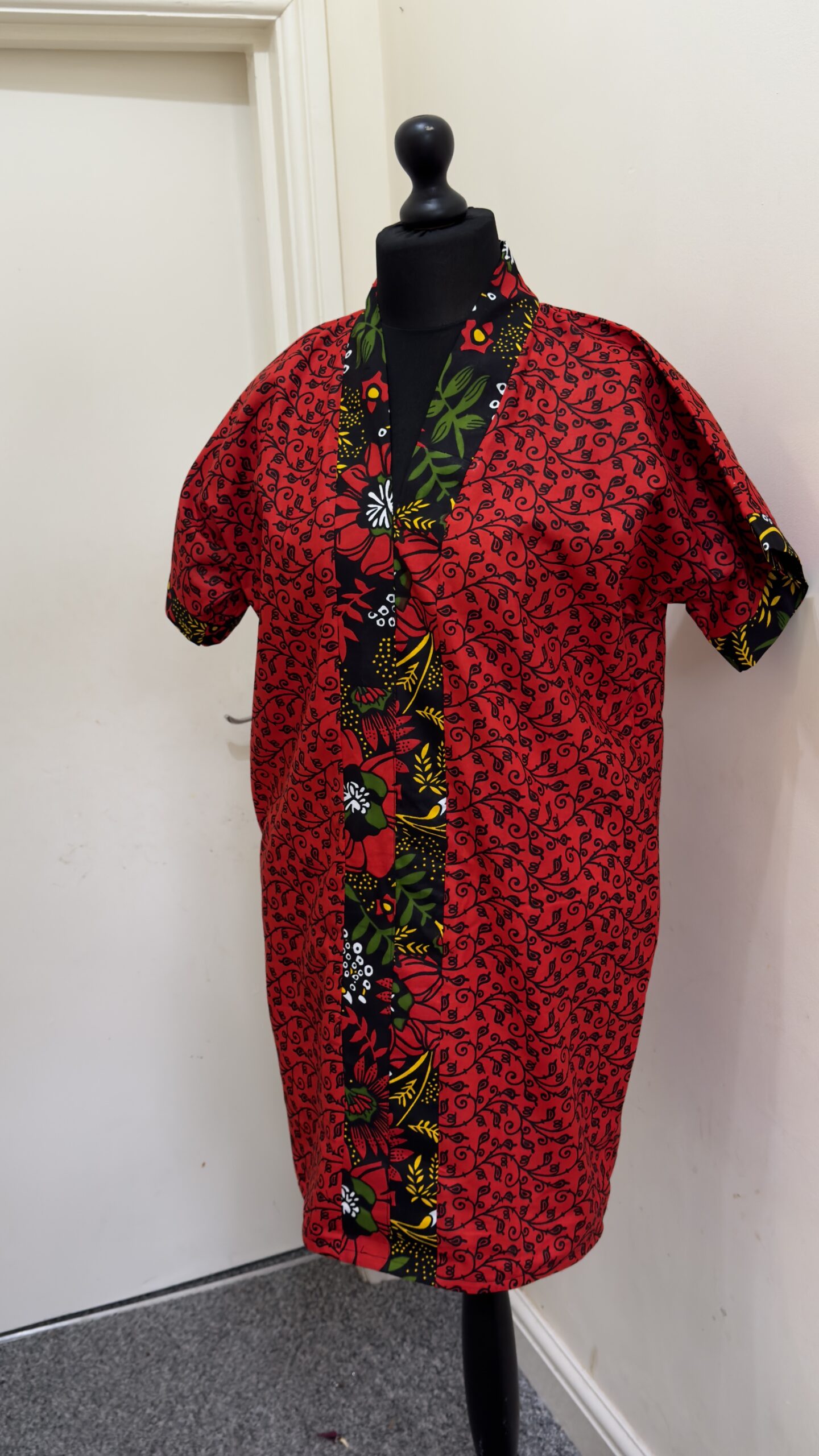 RED FLORAL KIMONO DRESS