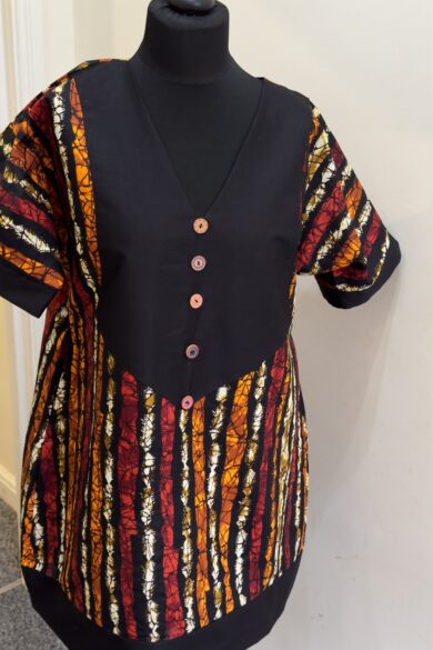 WARM STRIPE BUTTON-FRONT TUNIC