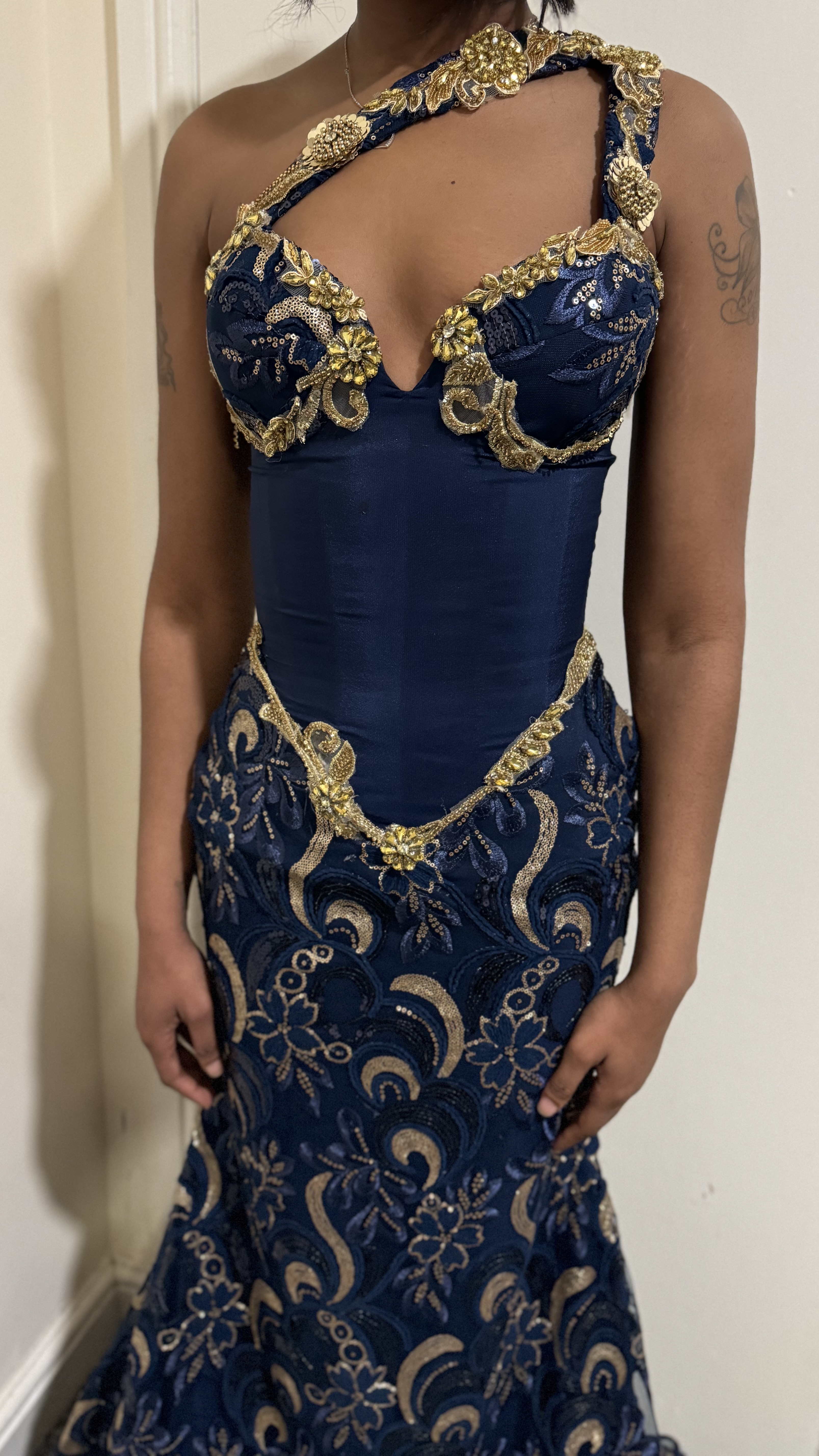 ROYAL BLUE ASYMMETRIC GOWN