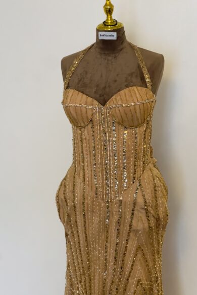 THE GOLD SEQUIN CORSET GOWN
